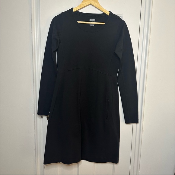 DULUTH TRADING CO Wearwithall Ponte Knit Long Sleeve Black Mini Dress Small - Picture 3 of 8
